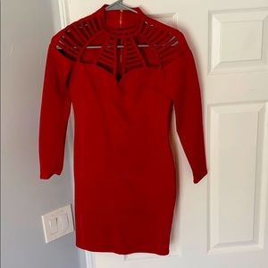 Fashion nova red long sleeve dress
